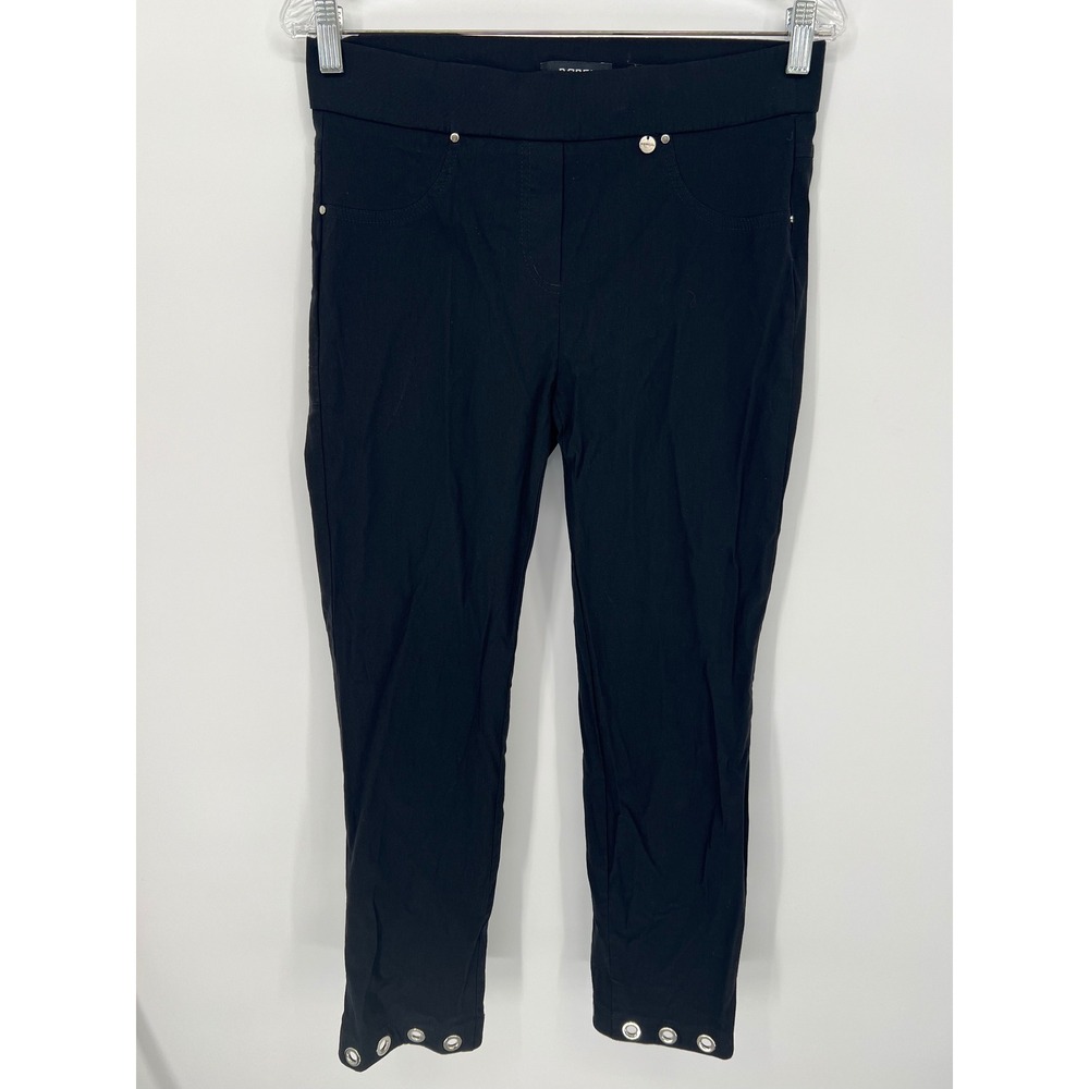 Robell Womens Rose 09 Grommet Hem Cropped Pants Black Size 10
